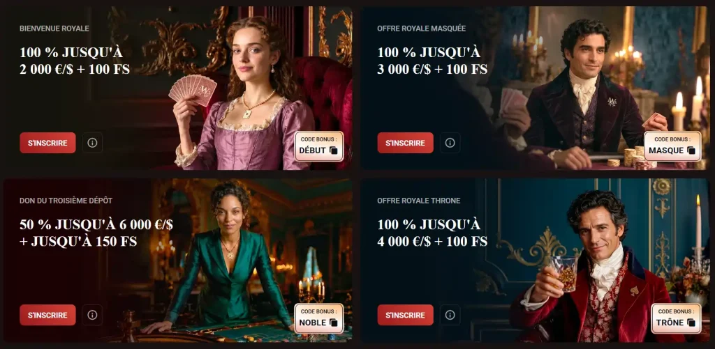 WinKingdom Casino offres de bienvenue royales avec bonus sur quatre dépôts