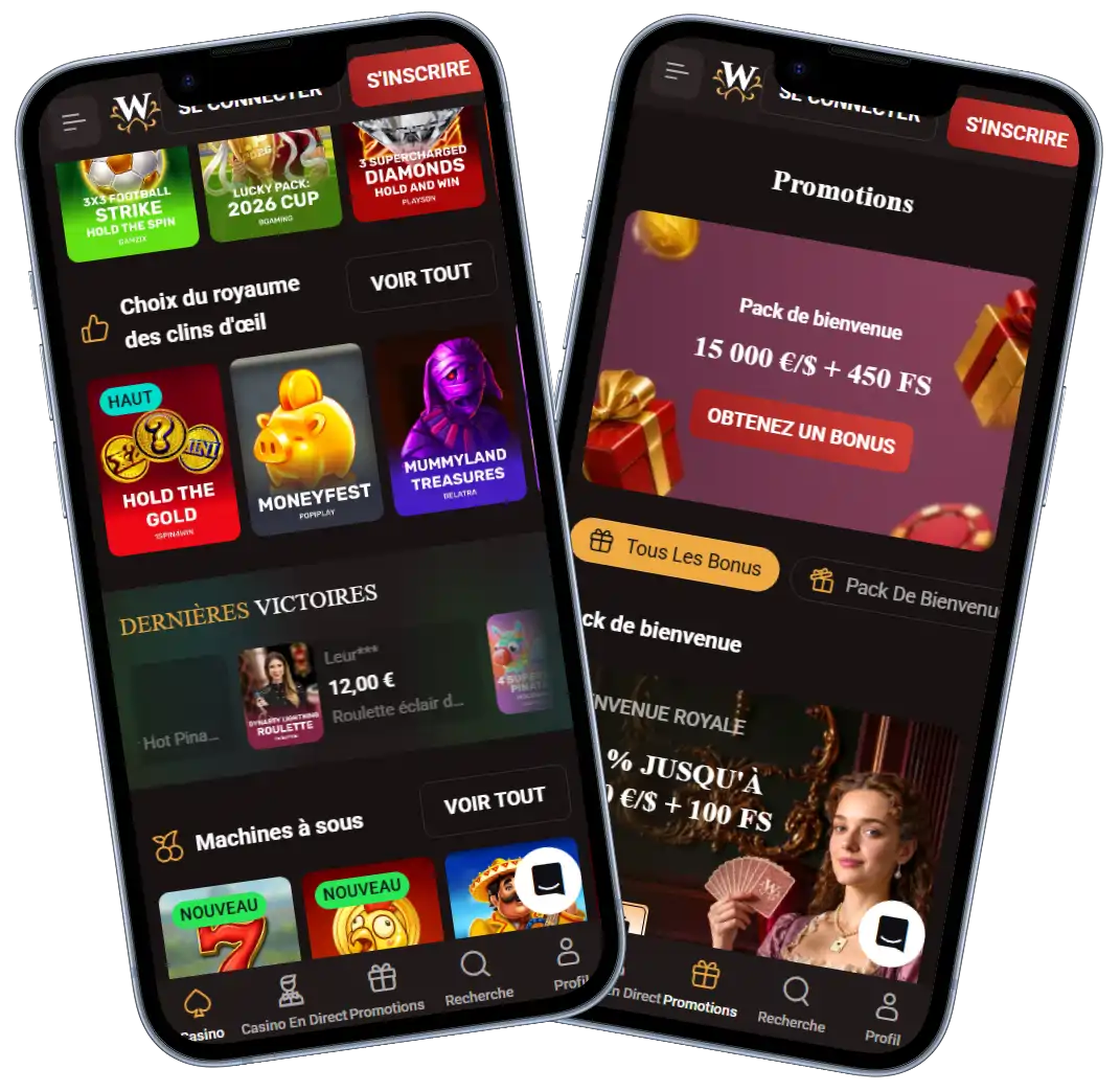 WinKingdom Casino version mobile avec jeux populaires et pack de bienvenue